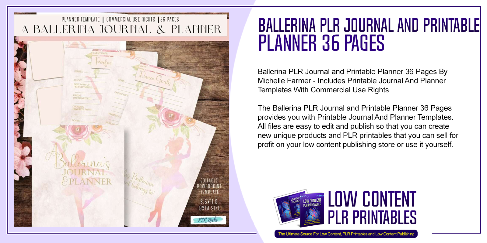 Ballerina PLR Journal and Printable Planner 36 Pages