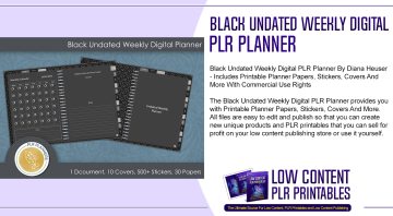 Black Undated Weekly Digital PLR Planner