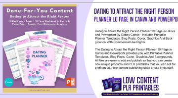 Dating to Attract the Right Person Planner 10 Page in Canva and Powerpoint