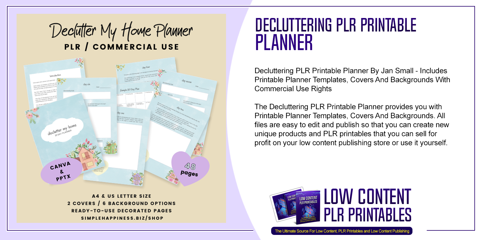 Decluttering PLR Printable Planner