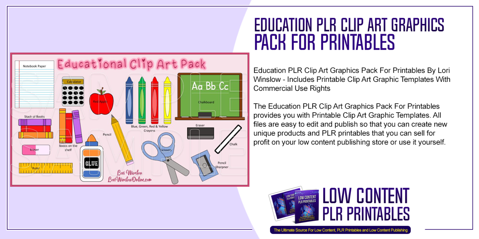 Education PLR Clip Art Graphics Pack For Printables | Printable Graphics