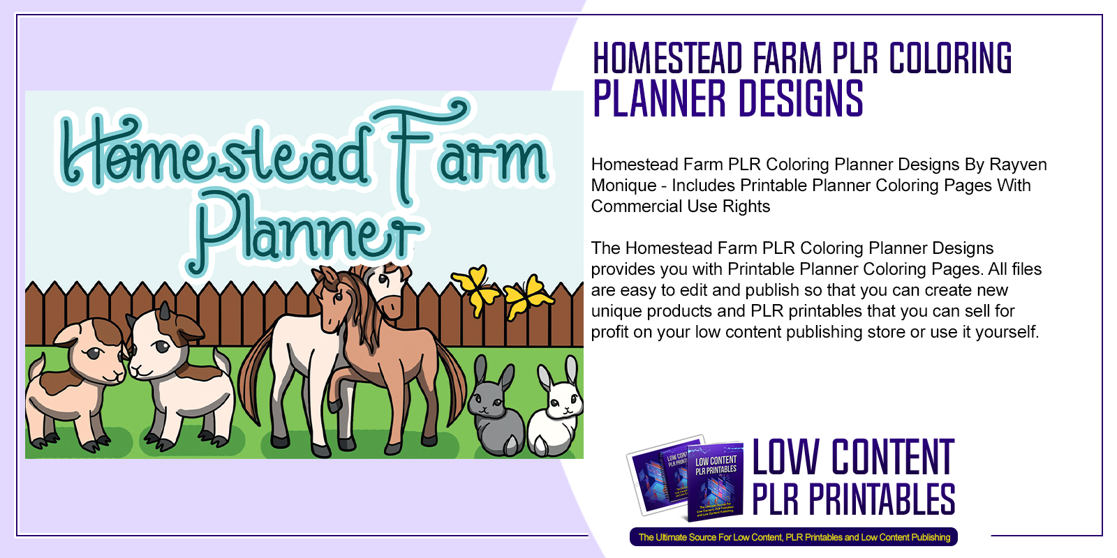 Homestead Farm PLR Coloring Planner Designs