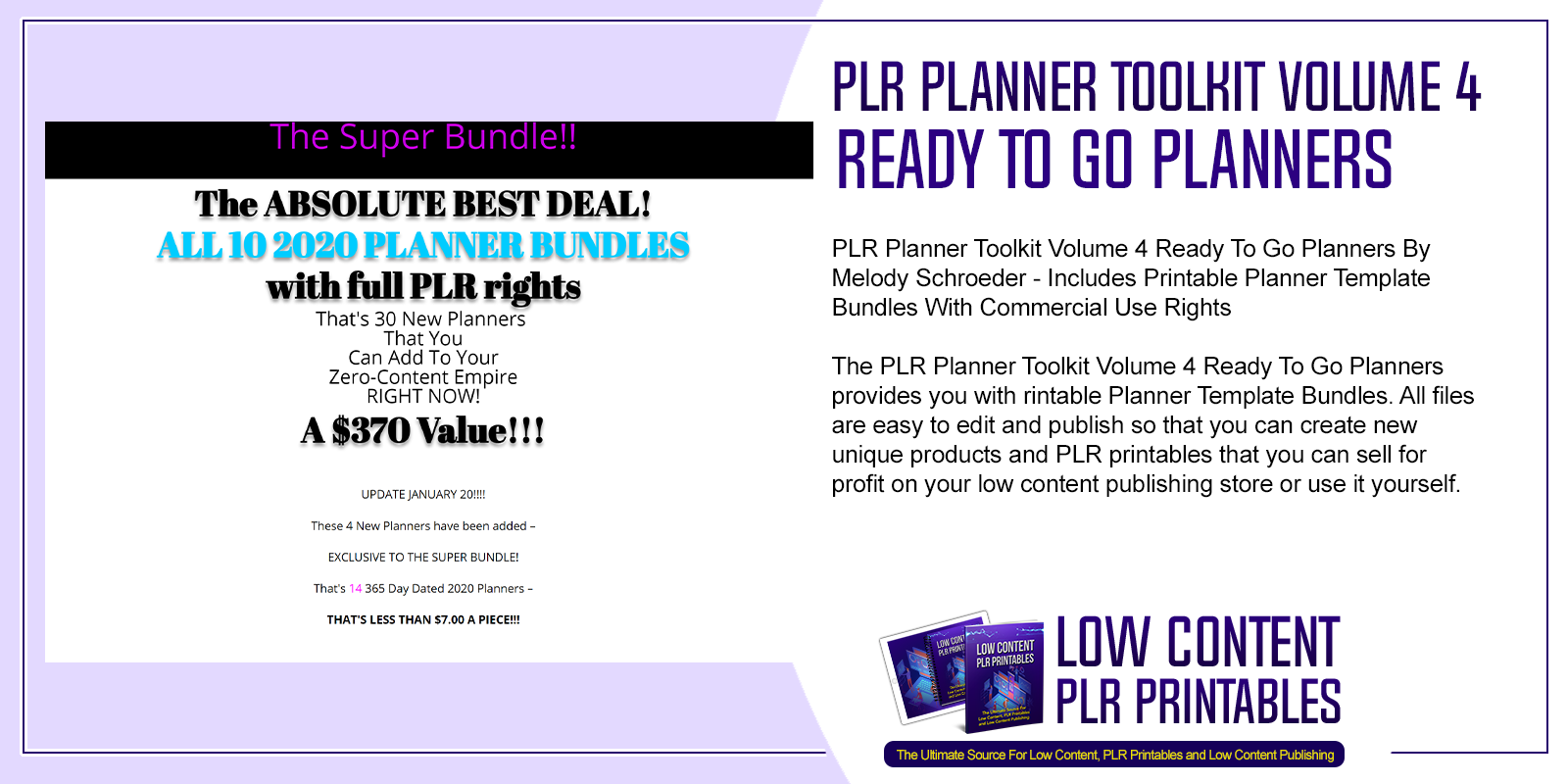 PLR Planner Toolkit Volume 4 Ready To Go Planners