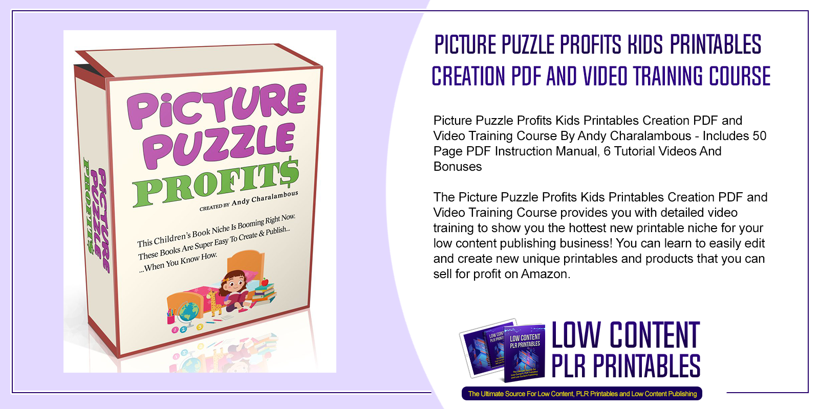 Picture Puzzle Profits Kids Printables Creation PDF and Video Training Course