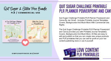 Quit Sugar Challenge Printable PLR Planner Powerpoint and Canva
