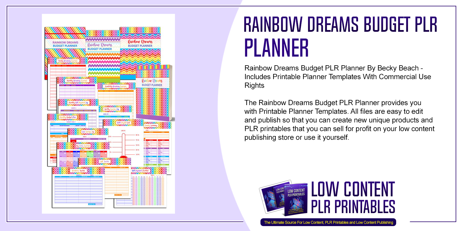 Rainbow Dreams Budget PLR Planner