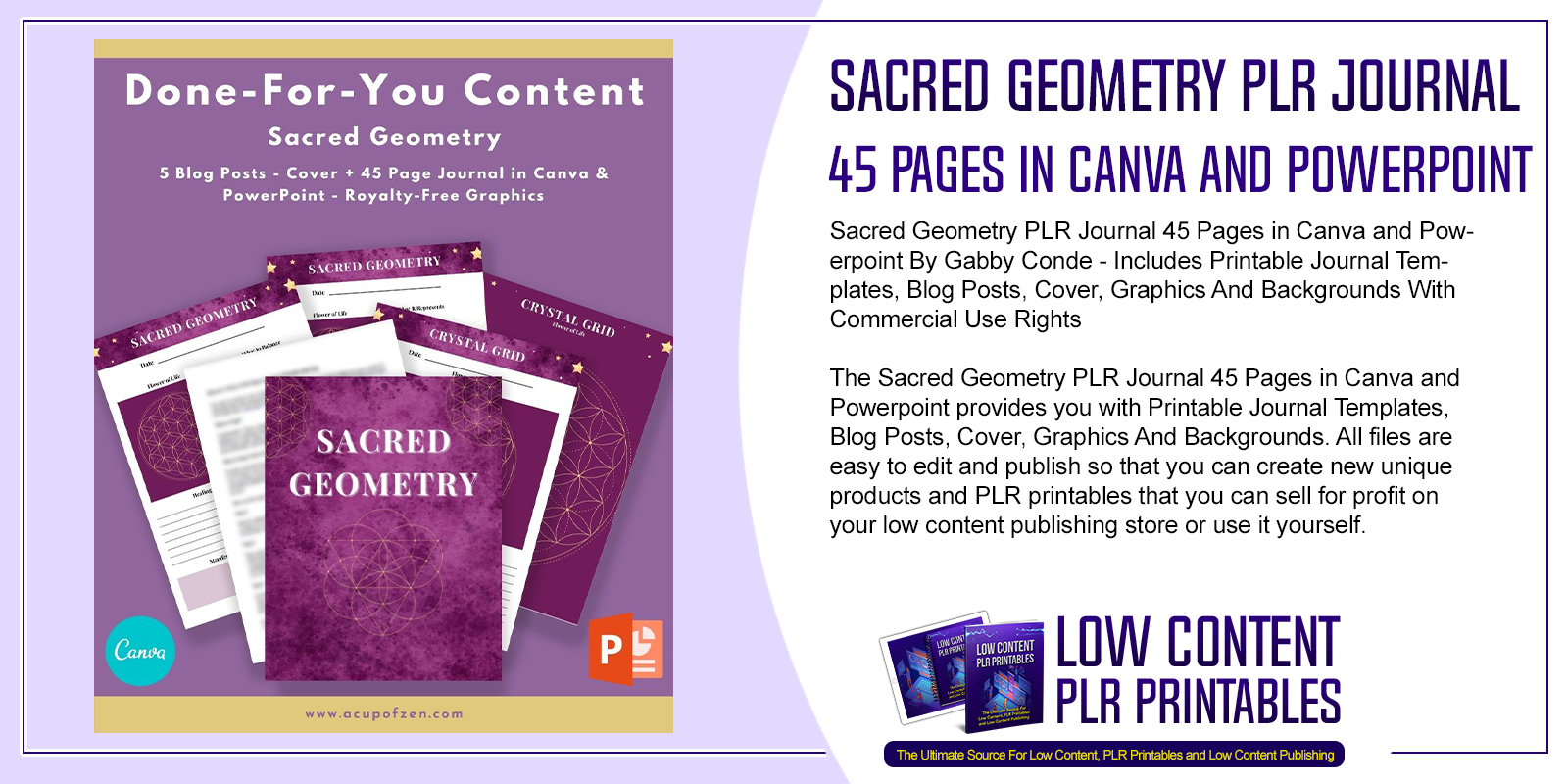 Sacred Geometry PLR Journal 45 Pages in Canva and Powerpoint