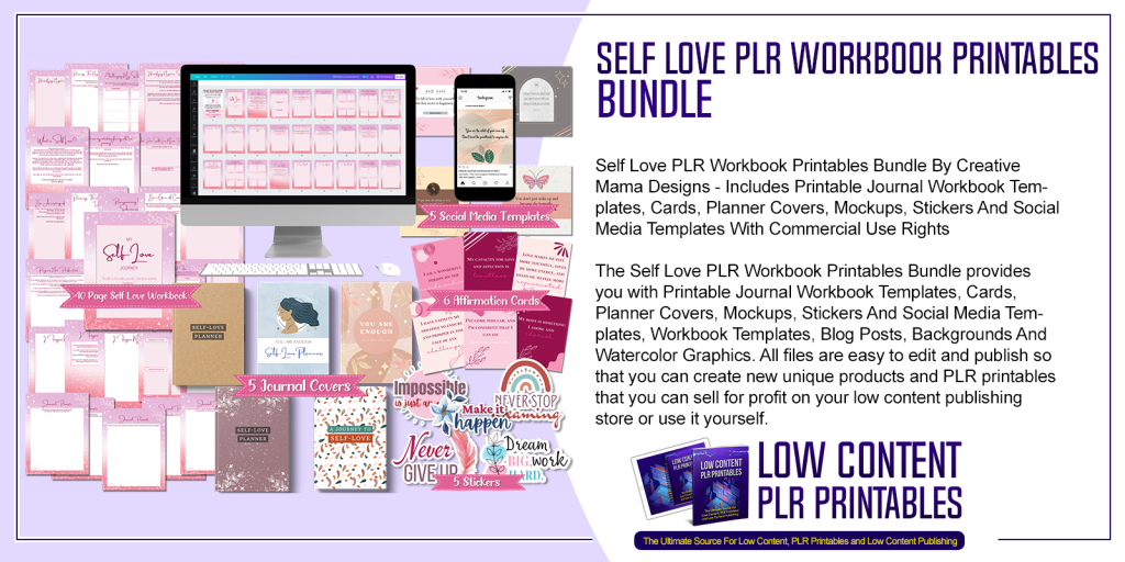 Self Love PLR Workbook Printables Bundle | PLR Printable Bundle