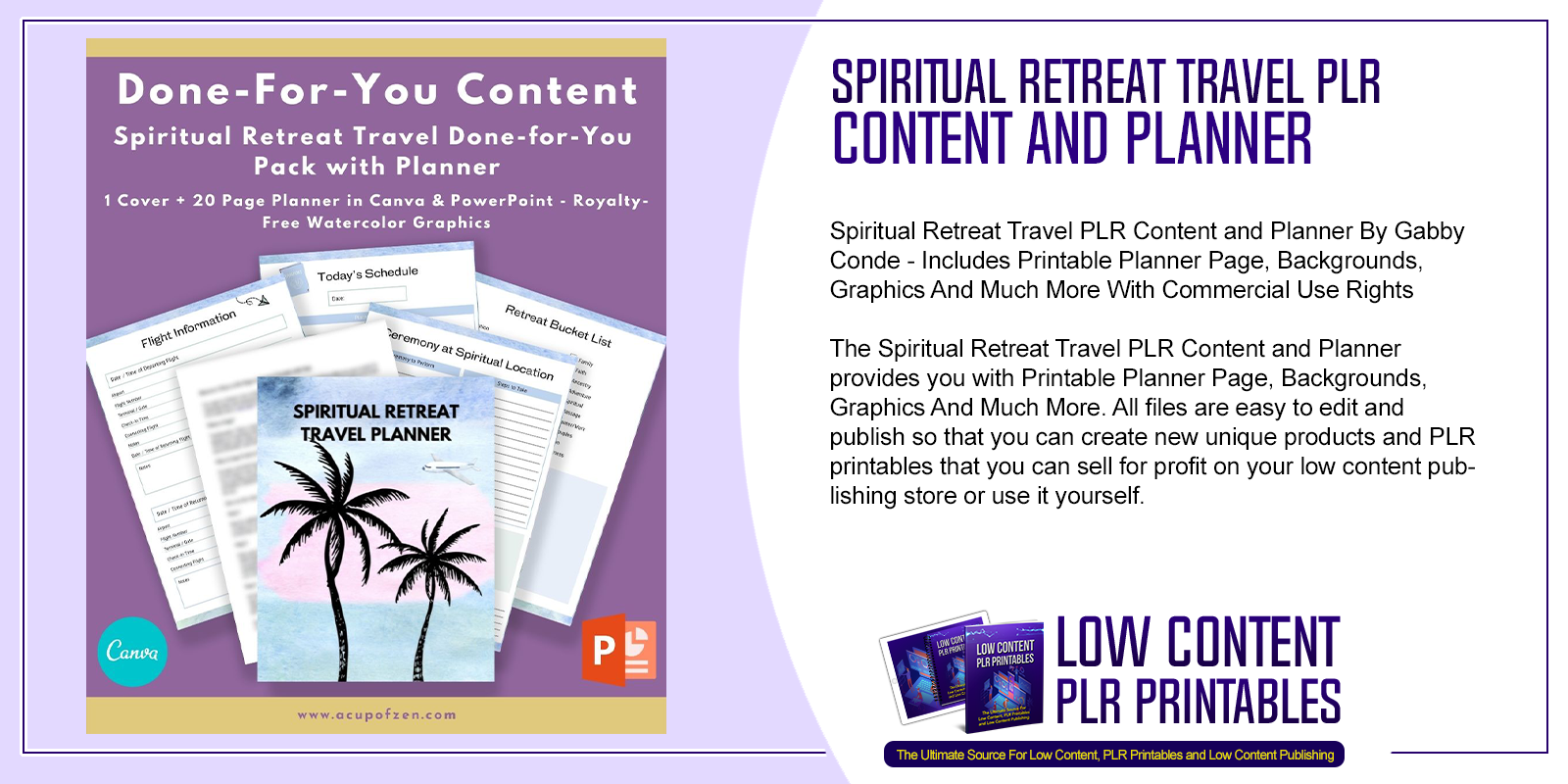 Spiritual Retreat Travel PLR Content and Planner