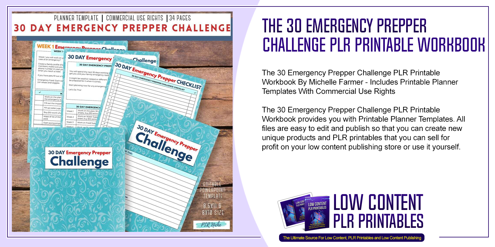 The 30 Emergency Prepper Challenge PLR Printable Workbook