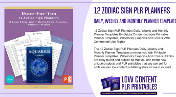12 Zodiac Sign PLR Planners Daily Weekly and Monthly Planner Templates
