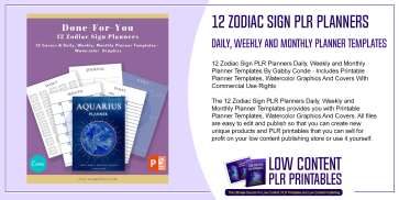 12 Zodiac Sign PLR Planners Daily, Weekly and Monthly Planner Templates