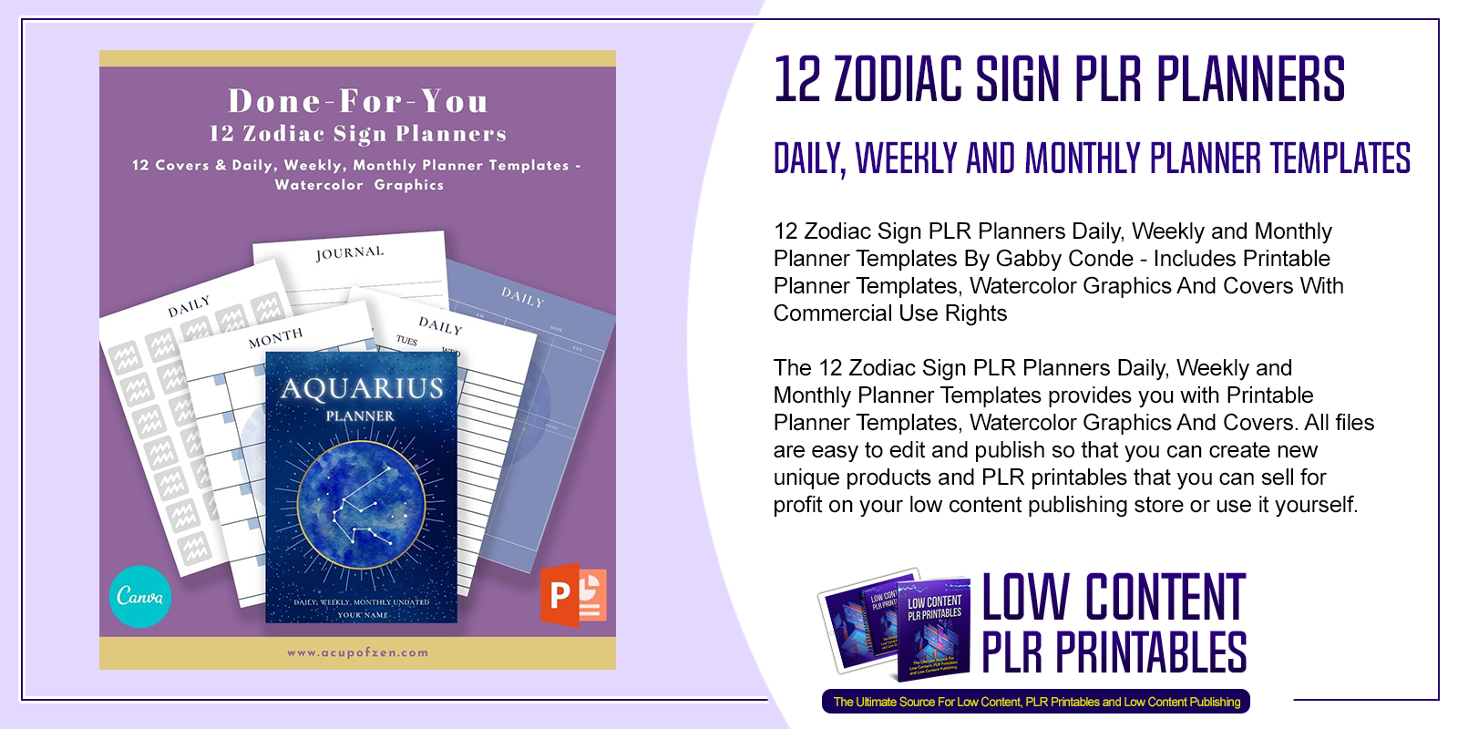 12 Zodiac Sign PLR Planners Daily Weekly and Monthly Planner Templates
