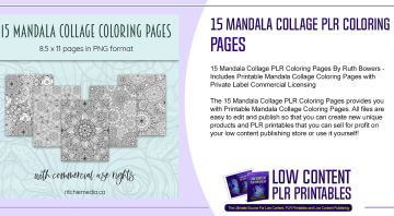 15 Mandala Collage PLR Coloring Pages