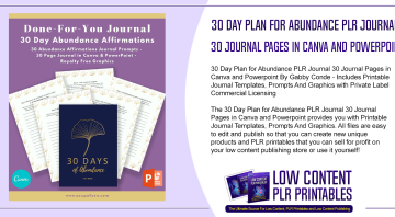 30 Day Plan for Abundance PLR Journal 30 Journal Pages in Canva and Powerpoint