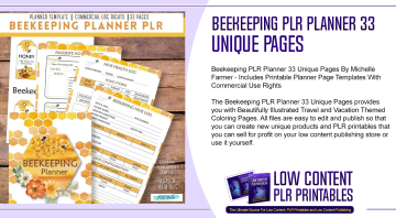Beekeeping PLR Planner 33 Unique Pages