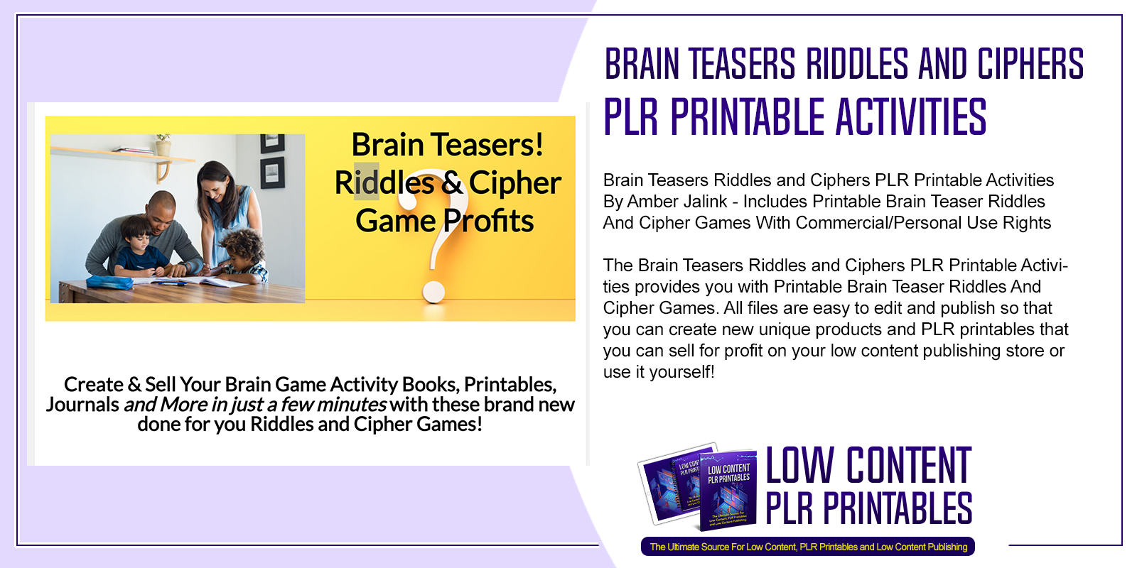 Brain Teasers Riddles and Ciphers PLR Printable Activities