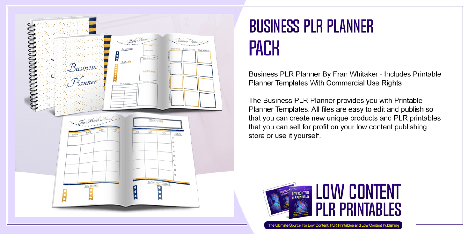 Business PLR Planner PLR Printable Planner Page Templates