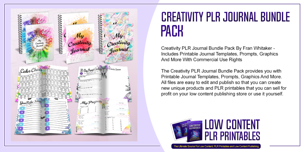 Creativity PLR Journal Bundle Pack | PLR Printable Journal Pages