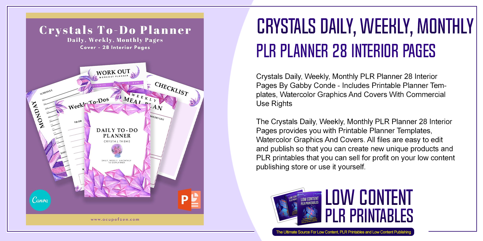 Crystals Daily Weekly Monthly PLR Planner 28 Interior Pages