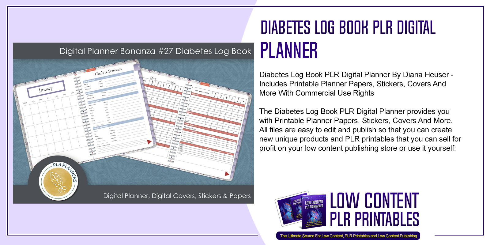 Diabetes Log Book PLR Digital Planner