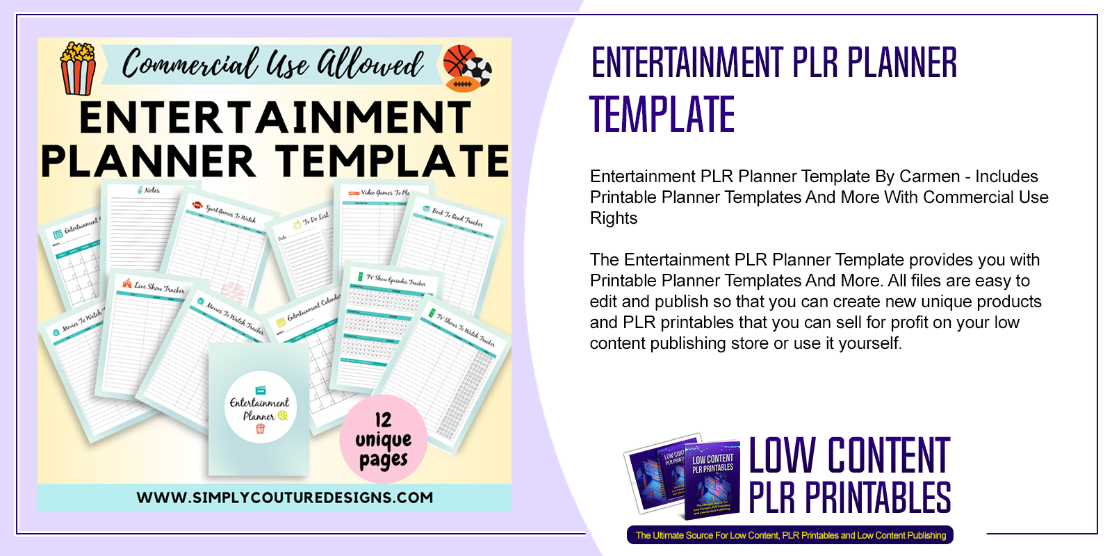 Entertainment PLR Planner Template