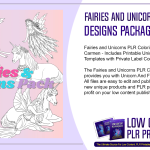 Fairies and Unicorns PLR Coloring Designs Package