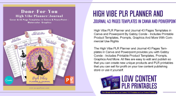 High Vibe PLR Planner and Journal 43 Pages Templates in Canva and Powerpoint