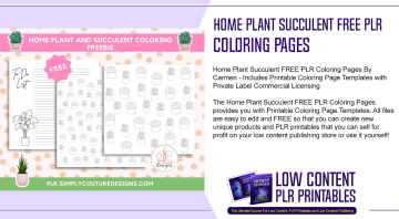 Home Plant Succulent FREE PLR Coloring Pages