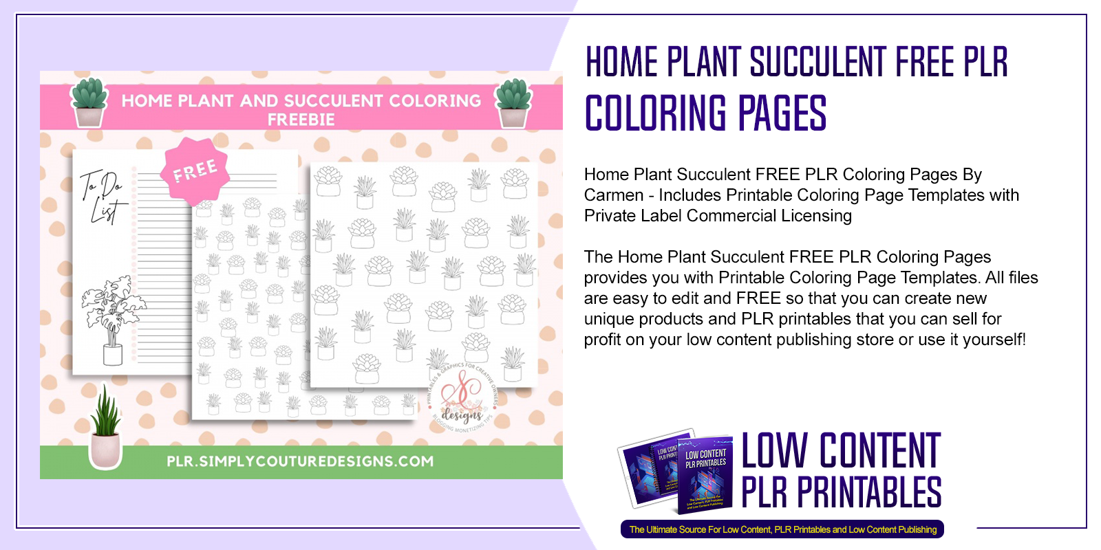 Home Plant Succulent FREE PLR Coloring Pages
