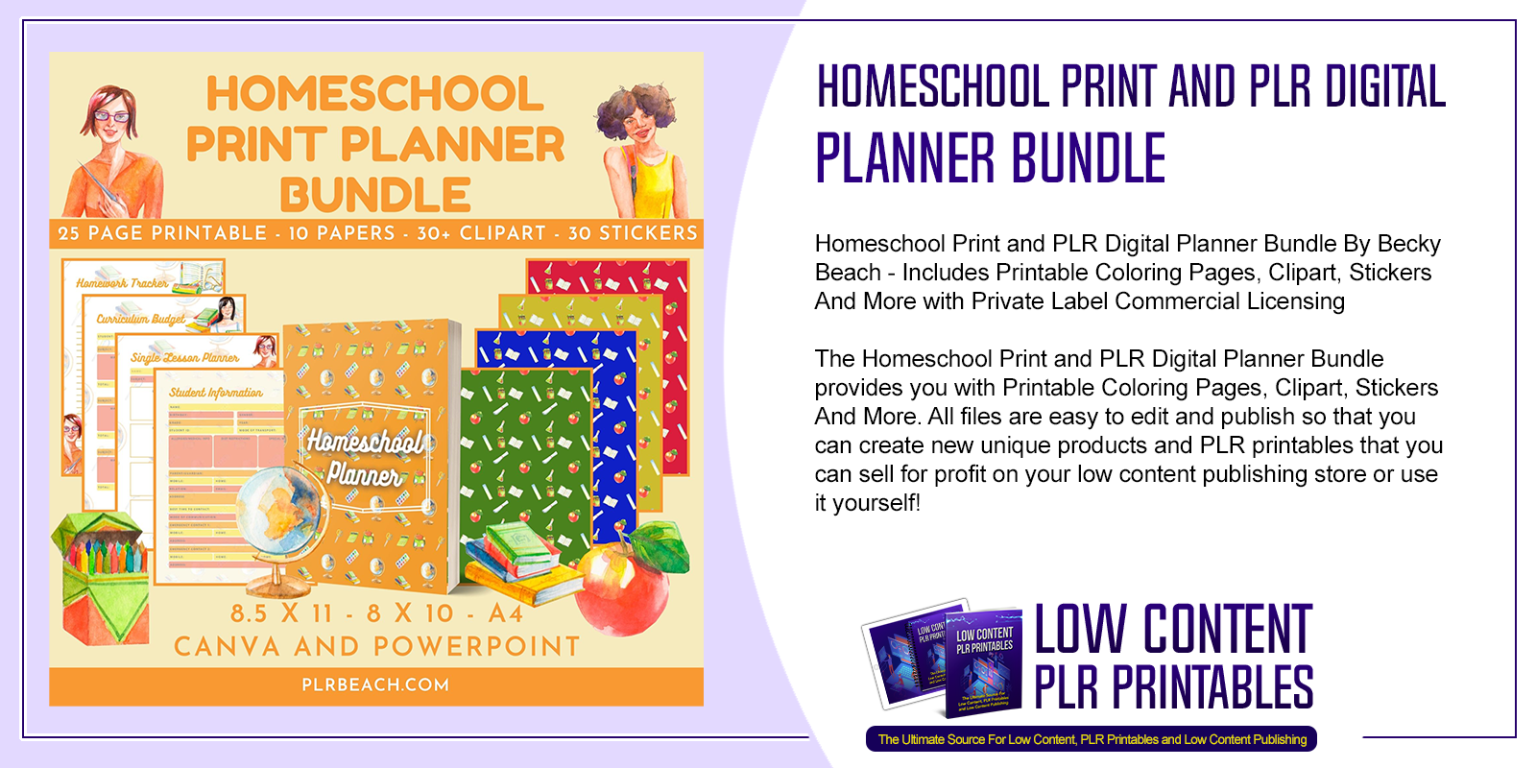 Homeschool Print And PLR Digital Planner Bundle | PLR Planner Bundles