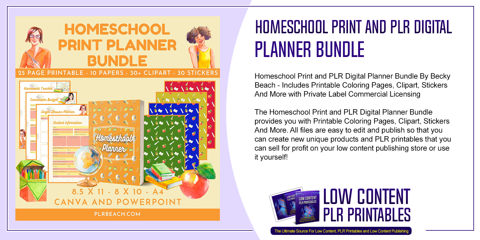 Homeschool Print and PLR Digital Planner Bundle