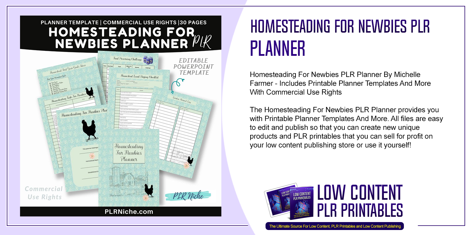 Homesteading For Newbies PLR Planner