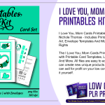 I Love You Mom Cards Printables Kit PLR