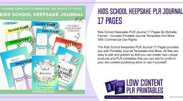 Kids School Keepsake PLR Journal 17 Pages