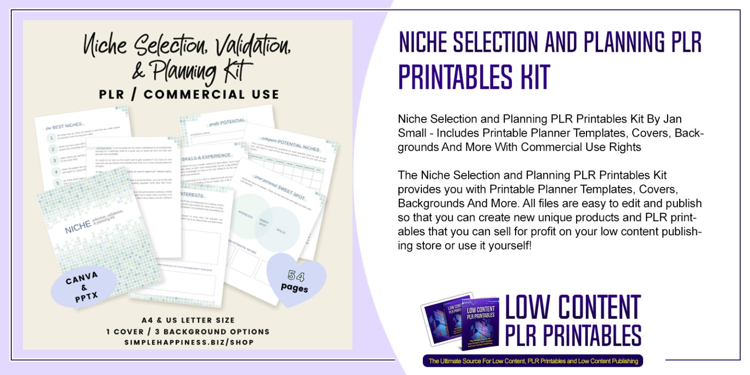 Niche Selection and Planning PLR Printables Kit | PLR Printable Bundle