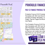 Printablio Finance PLR Printable Pack 52 Finance Printable Templates with 365 Card Deck