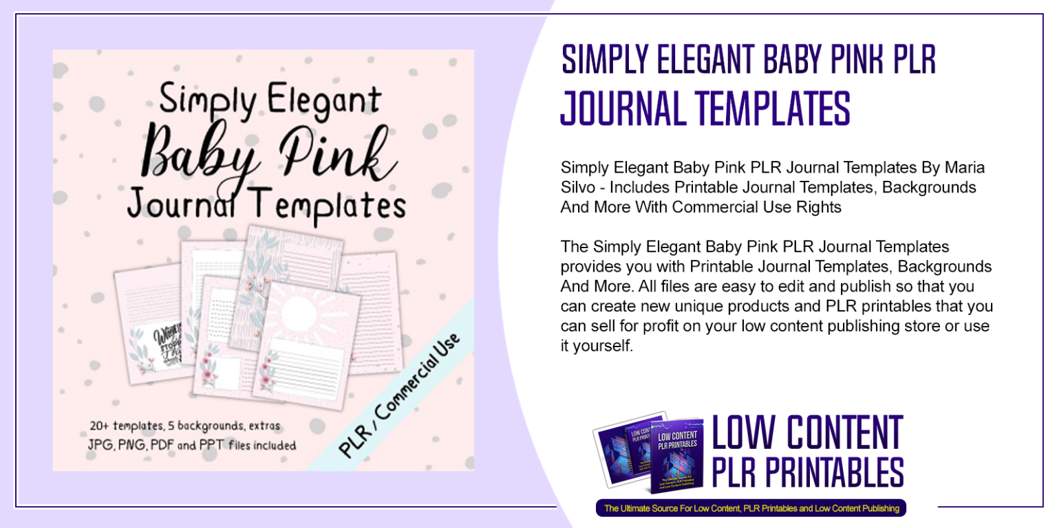 Simply Elegant Baby Pink PLR Journal Templates PLR Journal Templates