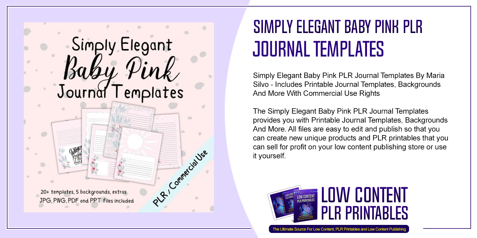 Simply Elegant Baby Pink PLR Journal Templates