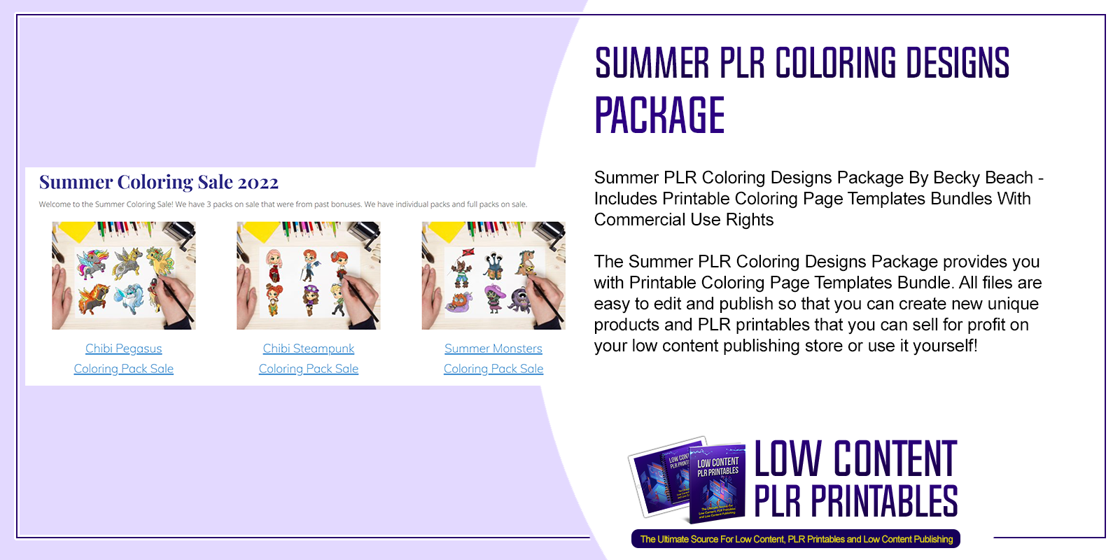 Summer PLR Coloring Designs Package