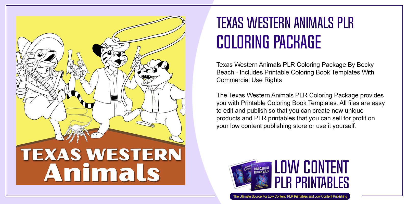 Texas Western Animals PLR Coloring Package