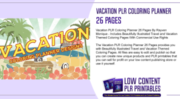 Vacation PLR Coloring Planner 26 Pages