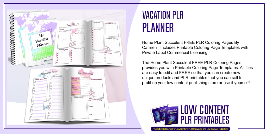 Vacation PLR Planner | PLR Printable Planner Templates