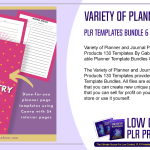 Variety of Planner and Journal PLR Templates Bundle 6 Products 130 Templates