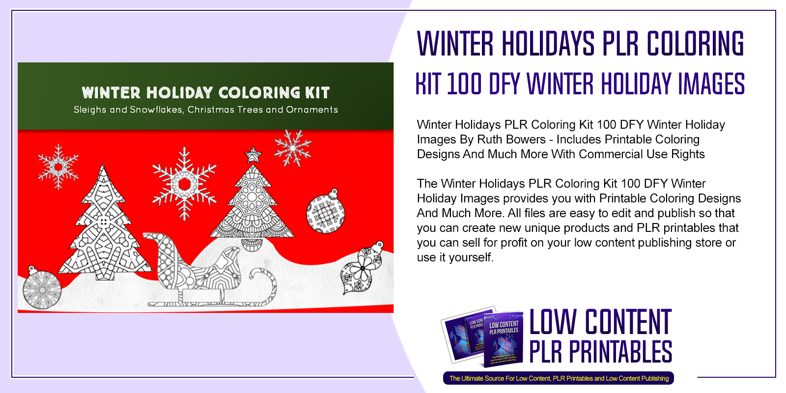 Winter Holidays PLR Coloring Kit 100 DFY Winter Holiday Images