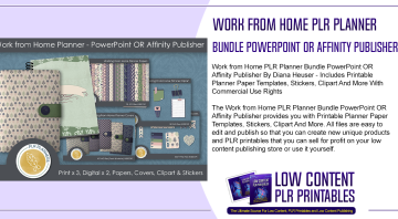 Work from Home PLR Planner Bundle PowerPoint OR Affinity Publisher