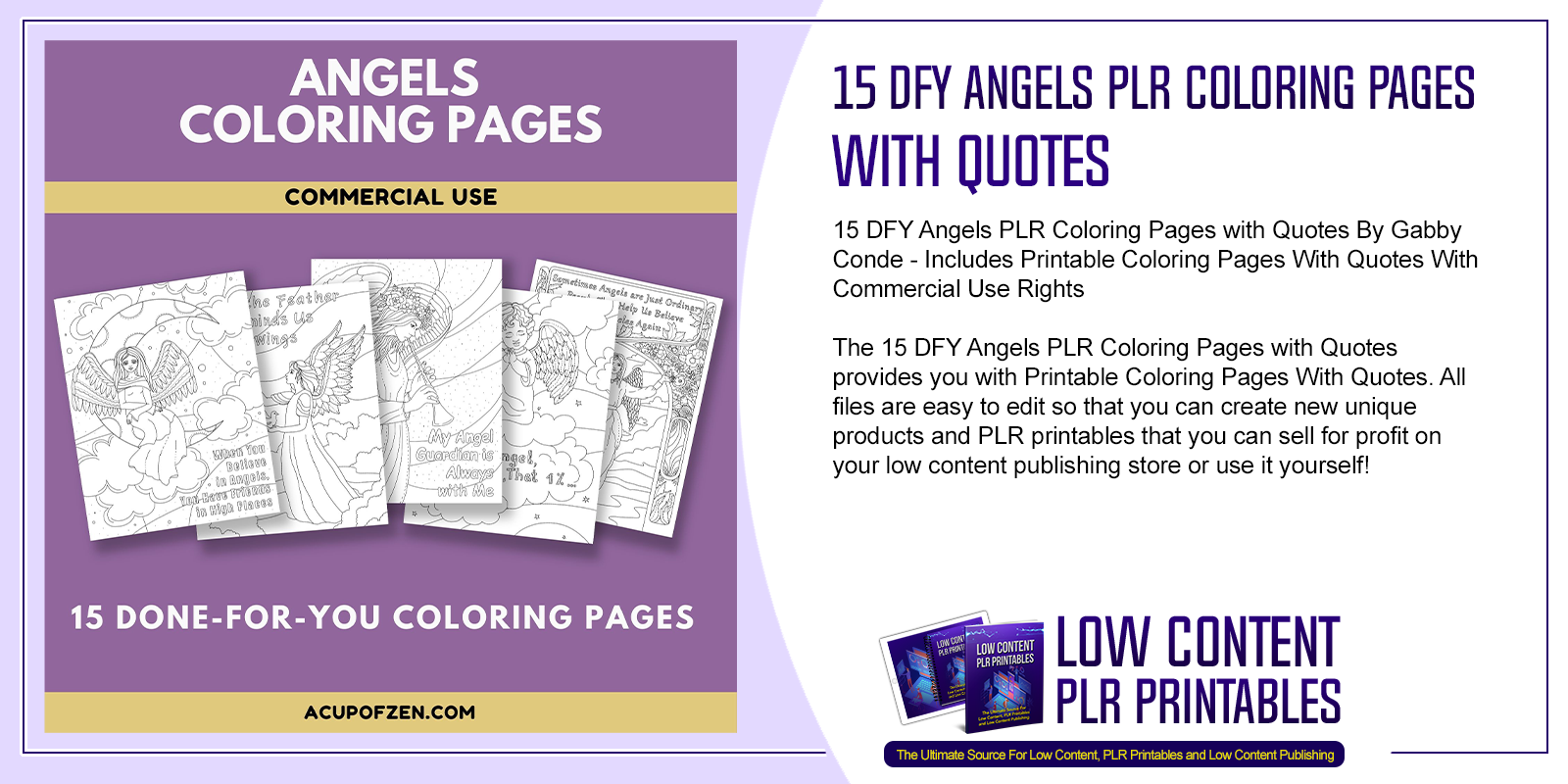15 DFY Angels PLR Coloring Pages with Quotes