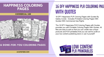 16 DFY Happiness PLR Coloring Pages with Quotes