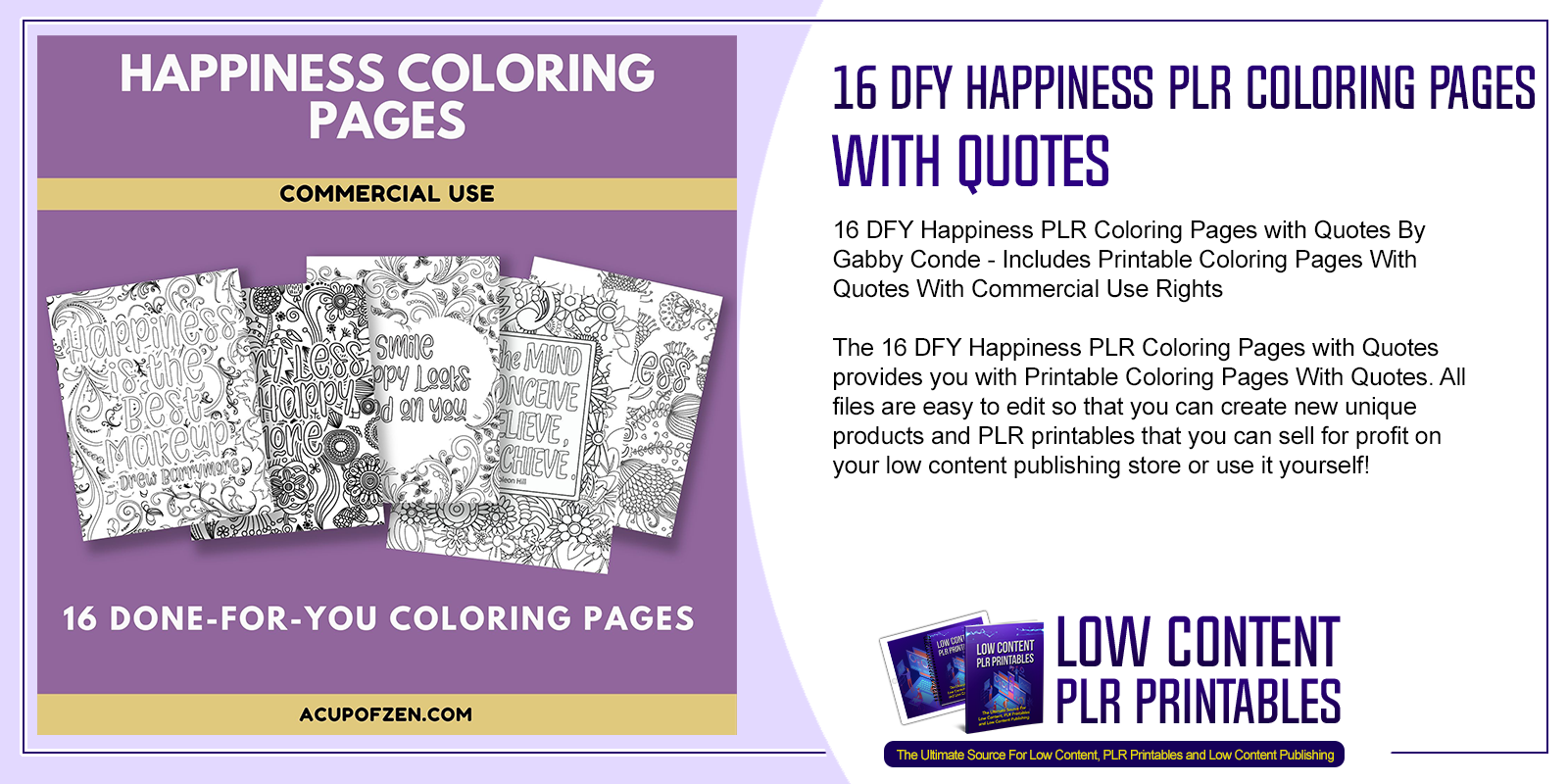 16 DFY Happiness PLR Coloring Pages with Quotes