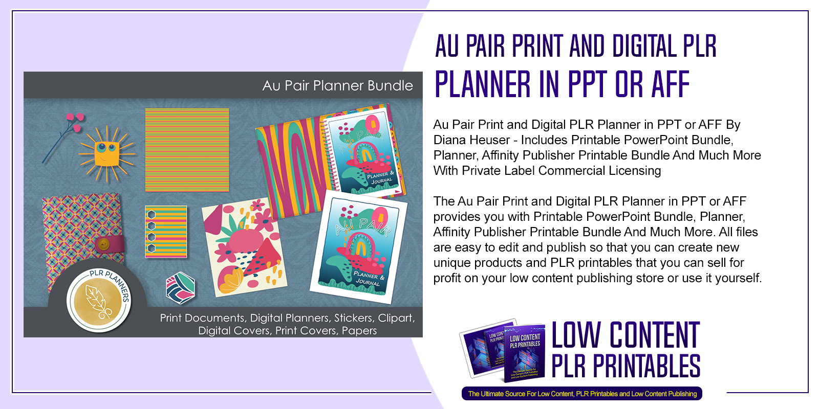 Au Pair Print and Digital PLR Planner in PPT or AFF